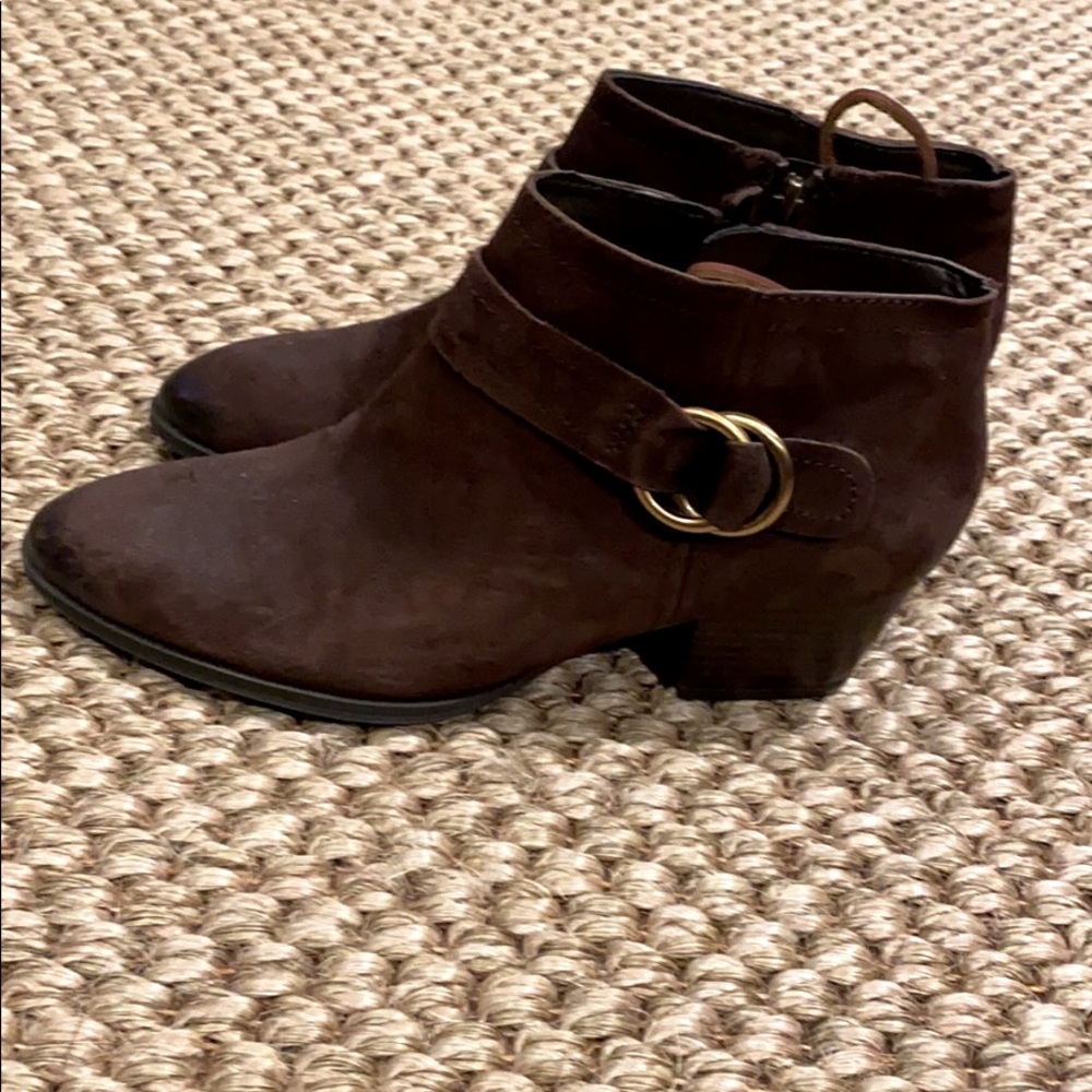 Franco Sarto Brown Suede Leather Short Boots Sz 8